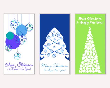 Renkli Noel kartları ile yeni yıl süslemeleri, illüstrasyon vektör