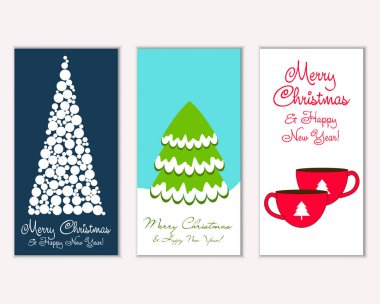 vektör çizim kış tatil tebrik kartları