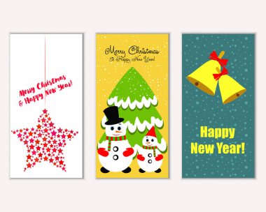 vektör çizim kış tatil tebrik kartları