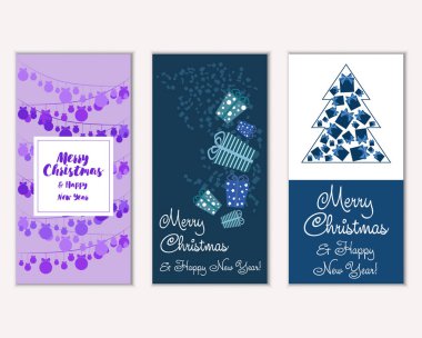 Renkli Noel kartları ile yeni yıl süslemeleri, illüstrasyon vektör