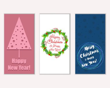 Renkli Noel kartları ile yeni yıl süslemeleri, illüstrasyon vektör