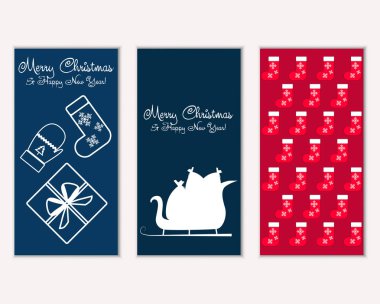 mutlu Noeller ve mutlu yeni yıl tebrik kartları vektör çizim