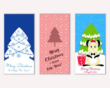 Renkli Noel kartları ile yeni yıl süslemeleri, illüstrasyon vektör