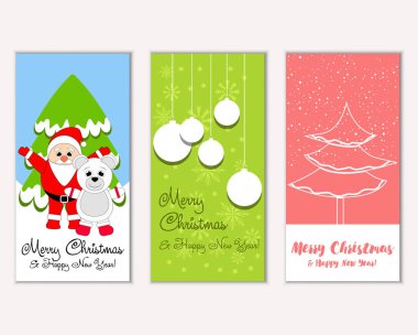 mutlu Noeller ve mutlu yeni yıl tebrik kartları vektör çizim