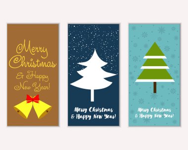 vektör çizim kış tatil tebrik kartları