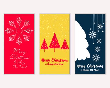 Mutlu Noeller ve mutlu yeni yıl tebrik kartları. Vektör çizim 