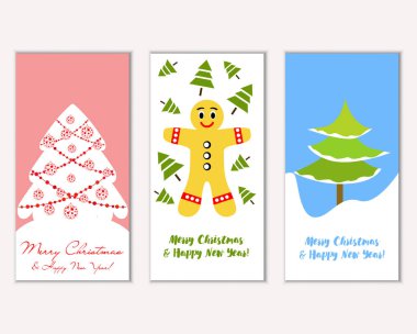 vektör çizim kış tatil tebrik kartları