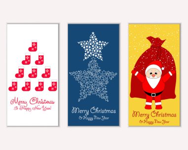 vektör çizim kış tatil tebrik kartları