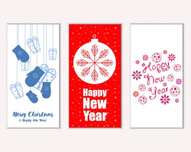 mutlu Noeller ve mutlu yeni yıl tebrik kartları vektör çizim