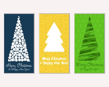 Mutlu Noeller ve mutlu yeni yıl tebrik kartları. Vektör çizim 