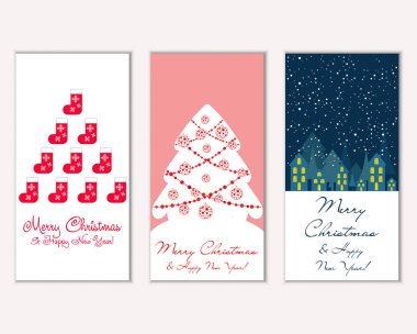 vektör çizim kış tatil tebrik kartları