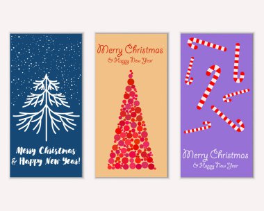 mutlu Noeller ve mutlu yeni yıl tebrik kartları vektör çizim