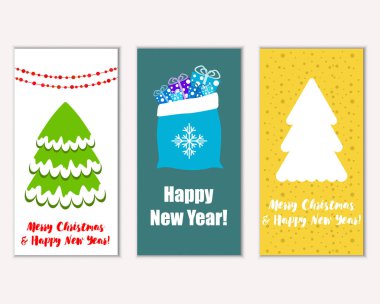 mutlu Noeller ve mutlu yeni yıl tebrik kartları vektör çizim