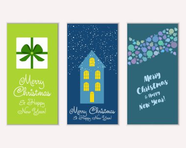 vektör çizim kış tatil tebrik kartları