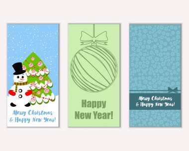 Renkli Noel kartları ile yeni yıl süslemeleri, illüstrasyon vektör