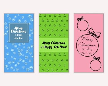 Renkli Noel kartları ile yeni yıl süslemeleri, illüstrasyon vektör