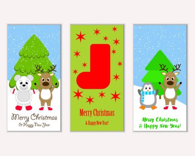 vektör çizim kış tatil tebrik kartları