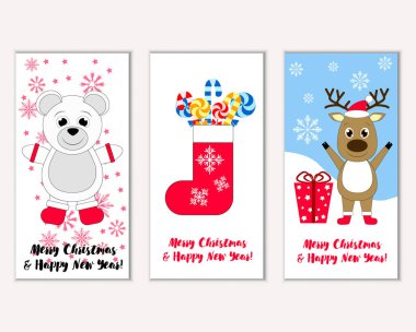 vektör çizim kış tatil tebrik kartları