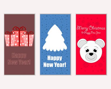 mutlu Noeller ve mutlu yeni yıl tebrik kartları vektör çizim     