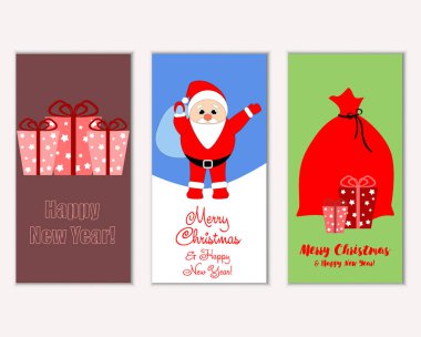 vektör çizim kış tatil tebrik kartları