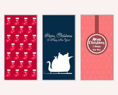 mutlu Noeller ve mutlu yeni yıl tebrik kartları vektör çizim