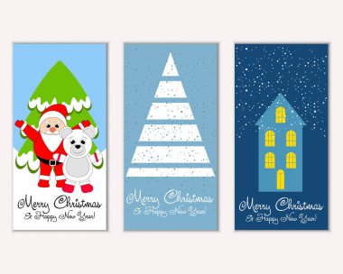 Renkli Noel kartları ile yeni yıl süslemeleri, illüstrasyon vektör