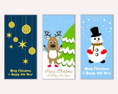 vektör çizim kış tatil tebrik kartları
