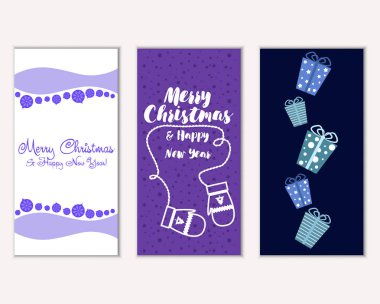 vektör çizim kış tatil tebrik kartları