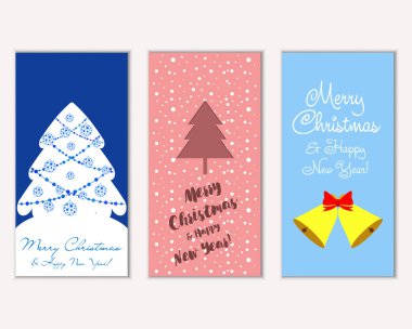 Renkli Noel kartları ile yeni yıl süslemeleri, illüstrasyon vektör