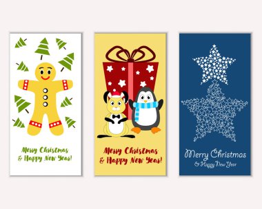 vektör çizim kış tatil tebrik kartları