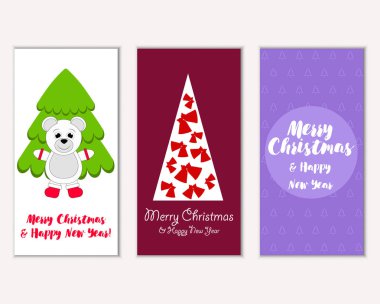 Mutlu Noeller ve mutlu yeni yıl tebrik kartları. Vektör çizim 