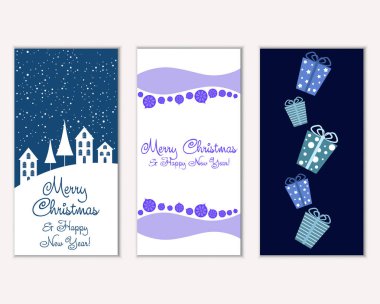 vektör çizim kış tatil tebrik kartları