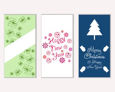 mutlu Noeller ve mutlu yeni yıl tebrik kartları vektör çizim