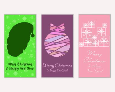 Renkli Noel kartları ile yeni yıl süslemeleri, illüstrasyon vektör
