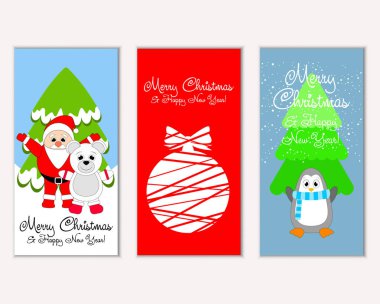 mutlu Noeller ve mutlu yeni yıl tebrik kartları vektör çizim
