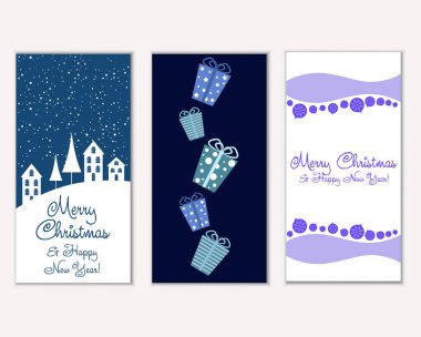 vektör çizim kış tatil tebrik kartları