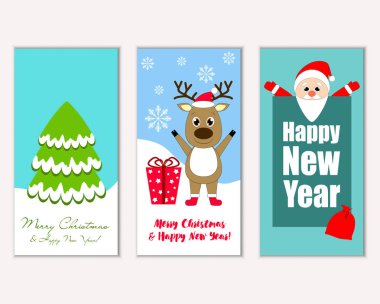 vektör çizim kış tatil tebrik kartları