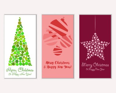 Mutlu Noeller ve mutlu yeni yıl tebrik kartları. Vektör çizim   