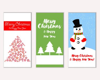 mutlu Noeller ve mutlu yeni yıl tebrik kartları vektör çizim