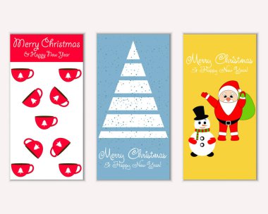 mutlu Noeller ve mutlu yeni yıl tebrik kartları vektör çizim       