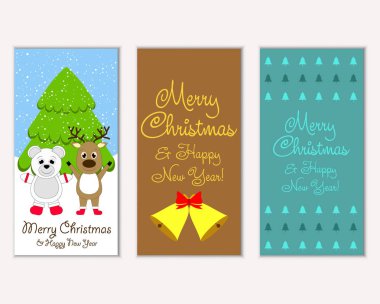 vektör çizim kış tatil tebrik kartları