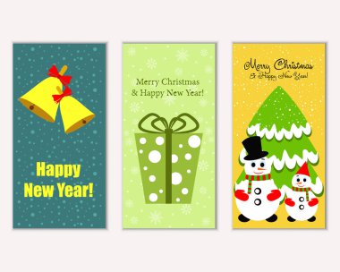 vektör çizim kış tatil tebrik kartları