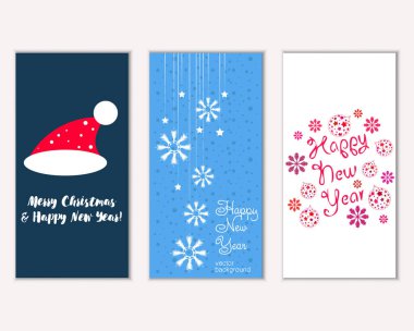 Renkli Noel kartları ile yeni yıl süslemeleri, illüstrasyon vektör
