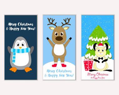 Renkli Noel kartları ile yeni yıl süslemeleri, illüstrasyon vektör