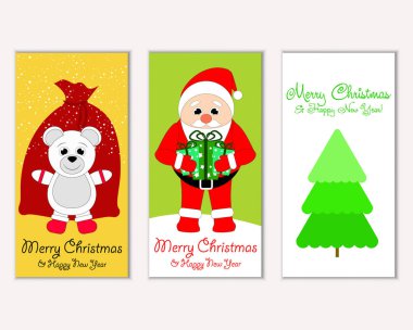 Mutlu Noeller ve mutlu yeni yıl tebrik kartları. Vektör çizim     