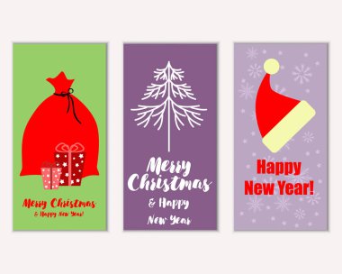 vektör çizim kış tatil tebrik kartları