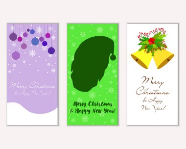 Renkli Noel kartları ile yeni yıl süslemeleri, illüstrasyon vektör