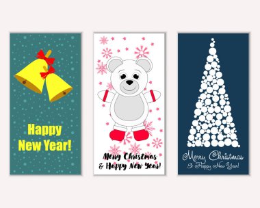 vektör çizim kış tatil tebrik kartları