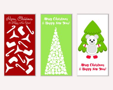 Mutlu Noeller ve mutlu yeni yıl tebrik kartları. Vektör çizim 