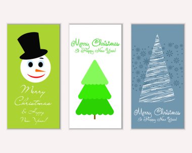 Renkli Noel kartları yılbaşı süsleri ve kardan adam vektör çizim ile